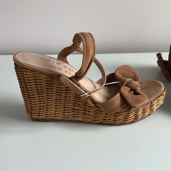 Kate Spade patio platform wedges in nude suede size 7.5 wicker wrapped wedge - Picture 7 of 7